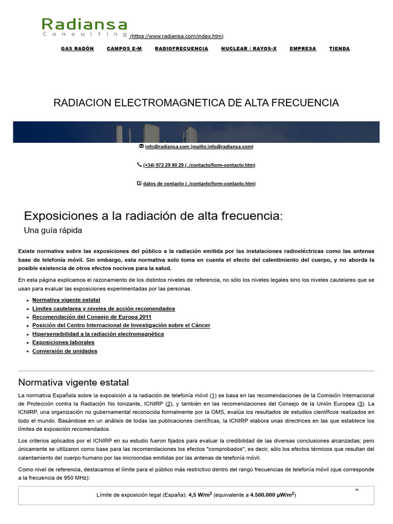 Exposiciones A La Radiación Electromagnética de Alta Frecuencia ...