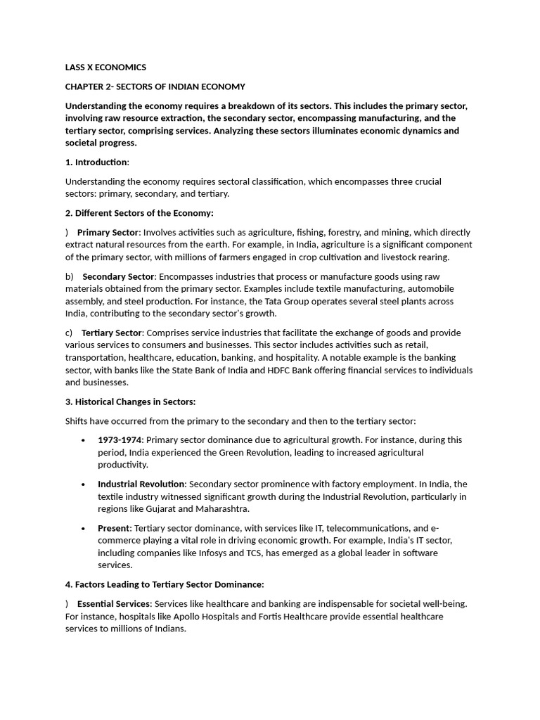 Sectors of the Indian Economy Explained | PDF | Employment ...