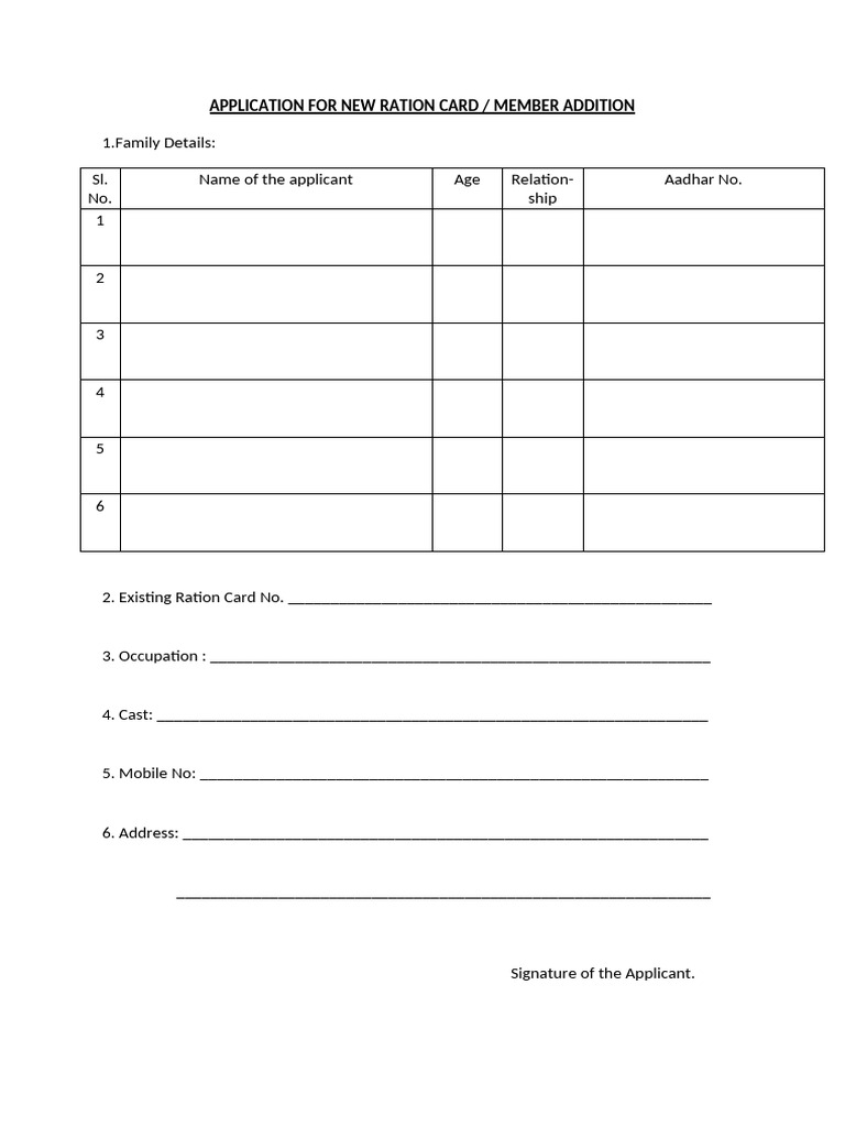 Apply for New Ration Card Online WB | PDF