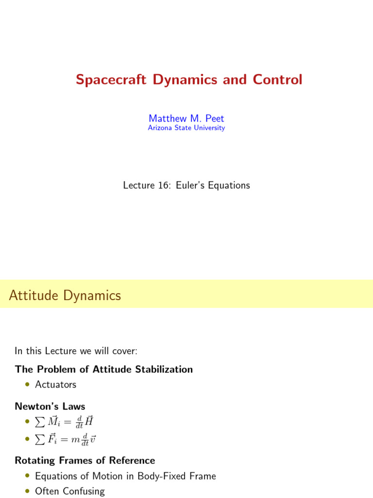 Spacecraft Attitude Dynamics Explained | PDF | Angular Momentum | Rotation