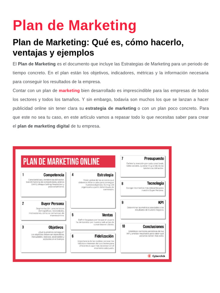 Cómo Crear un Plan de Marketing Efectivo | PDF | Marketing | Análisis FODA