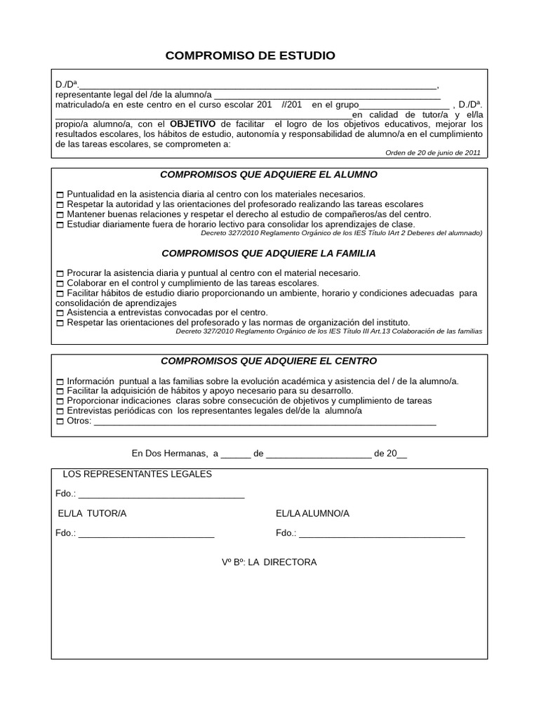 Compromiso de Estudio Escolar 2023 | PDF | Aprendizaje