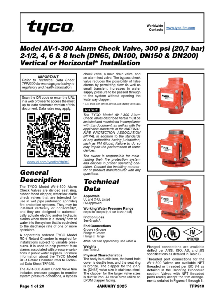AV-1-300 Alarm Check Valve Overview | PDF | Valve | Fire Sprinkler System