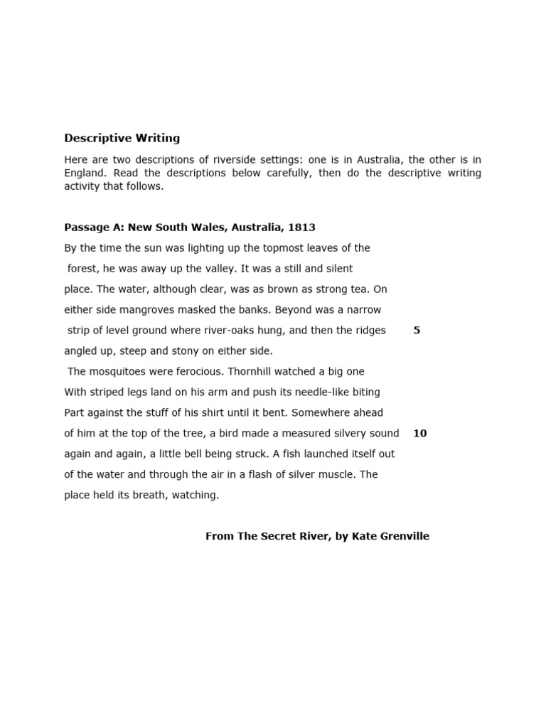 Descriptive Writing: Riversides Explored | PDF