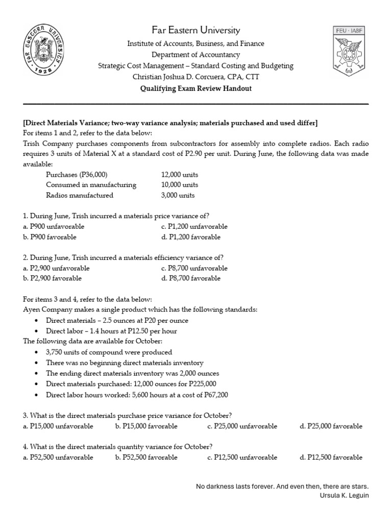 Cost Management Variance Analysis Guide | PDF | Inventory | Variance