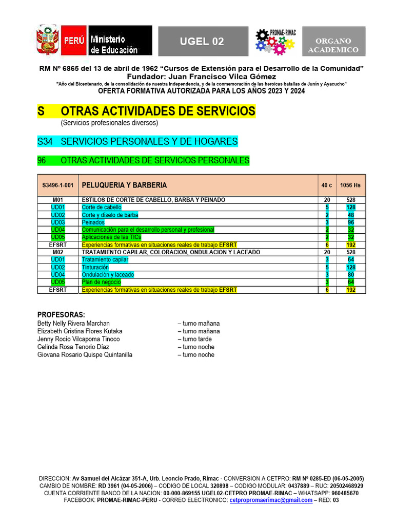 10 Ntra Oferta Form Cnof 2024 Peluqueria | PDF