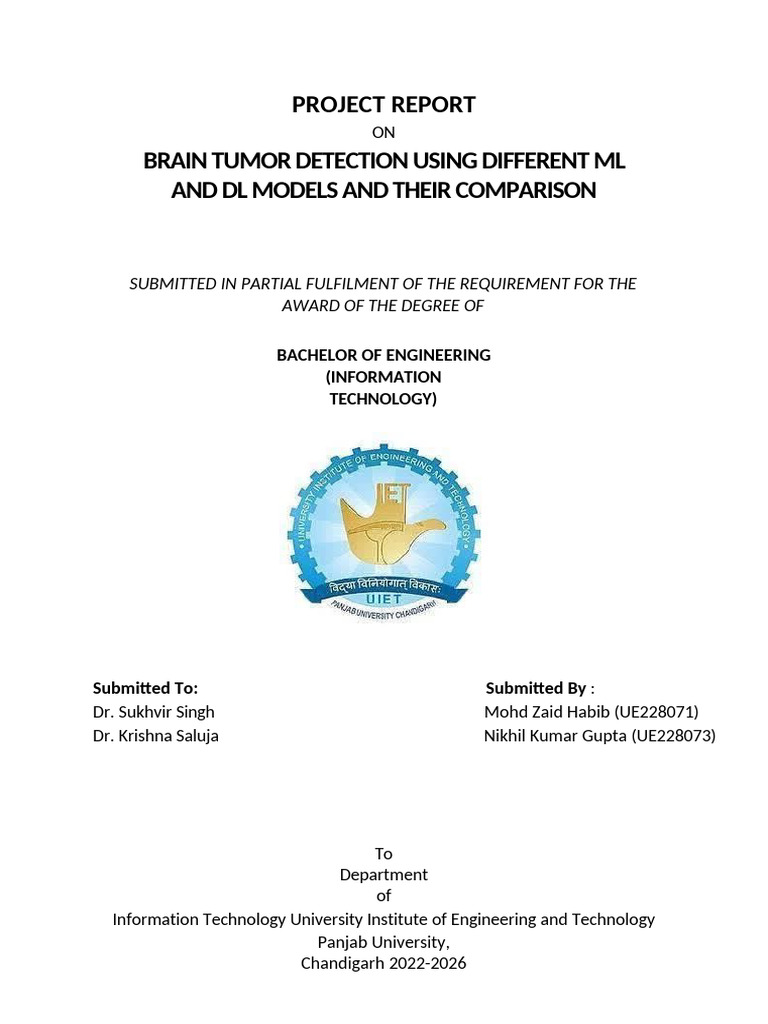 Brain Tumour Detection Project Report | PDF | Machine Learning | Deep ...