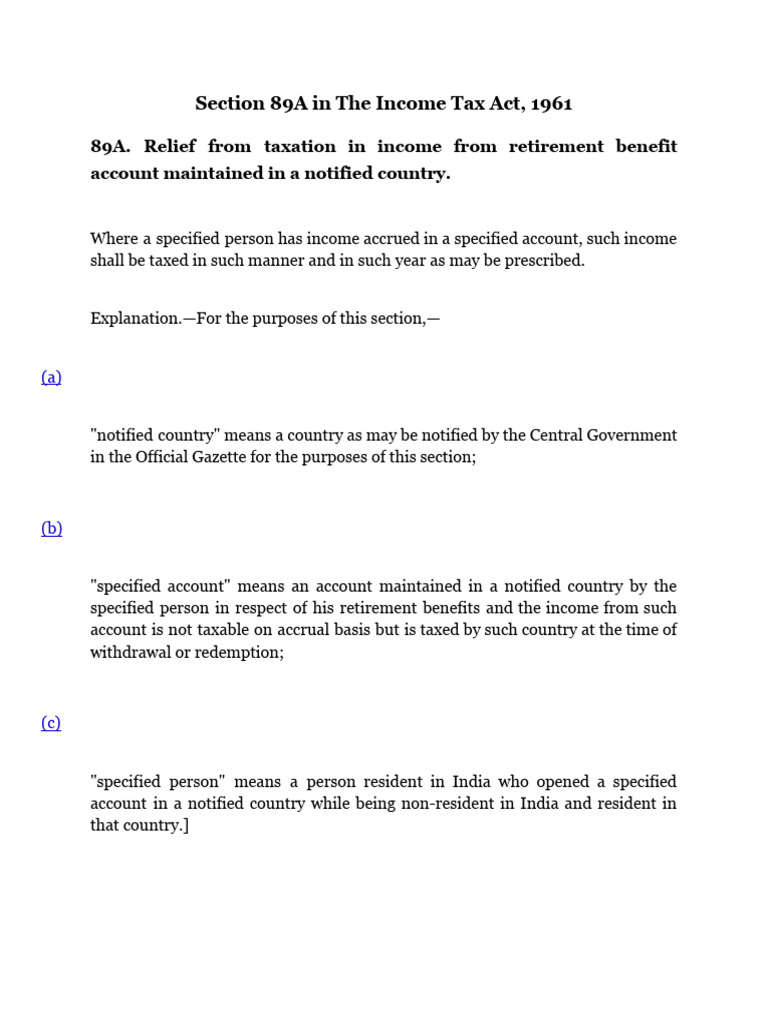 Relief Under Section 89A of Income Tax | PDF