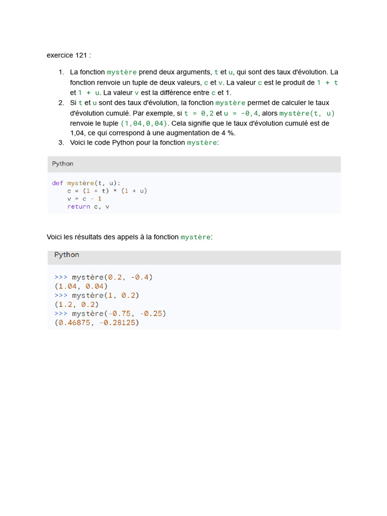Fonction Python pour taux d'évolution | PDF