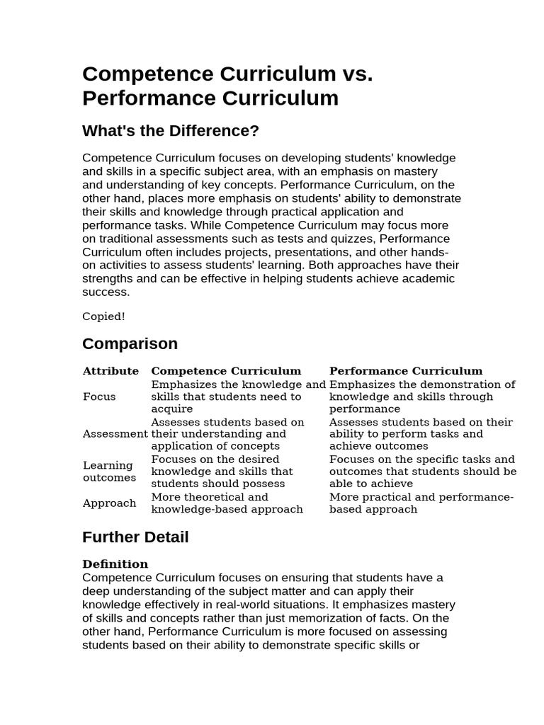Competence Curriculum vs | PDF | Educational Assessment | Curriculum