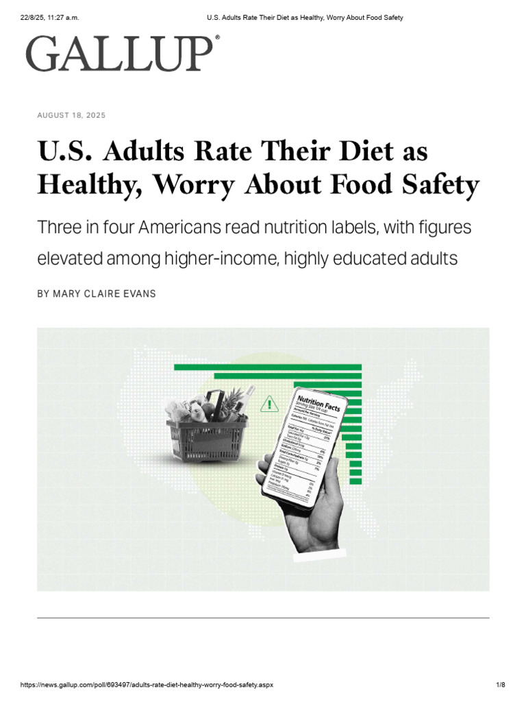 U.S. Adults Rate Their Diet As Healthy, Worry About Food Safety | PDF ...