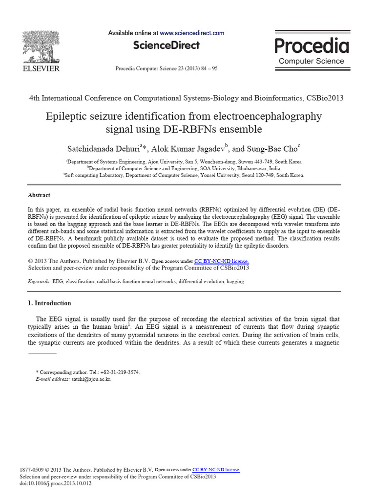 Epileptic Seizure Detection Using DE-RBFNs | PDF | Wavelet ...