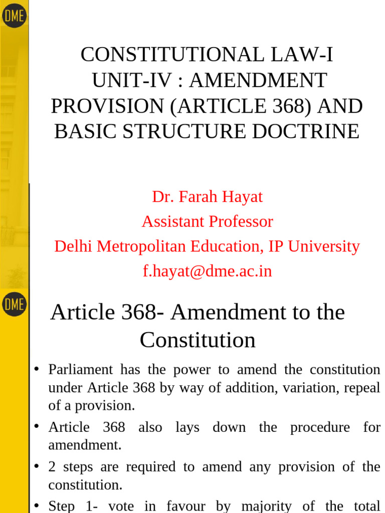 Amendments and Basic Structure Doctrine | PDF | Political Law | Governance