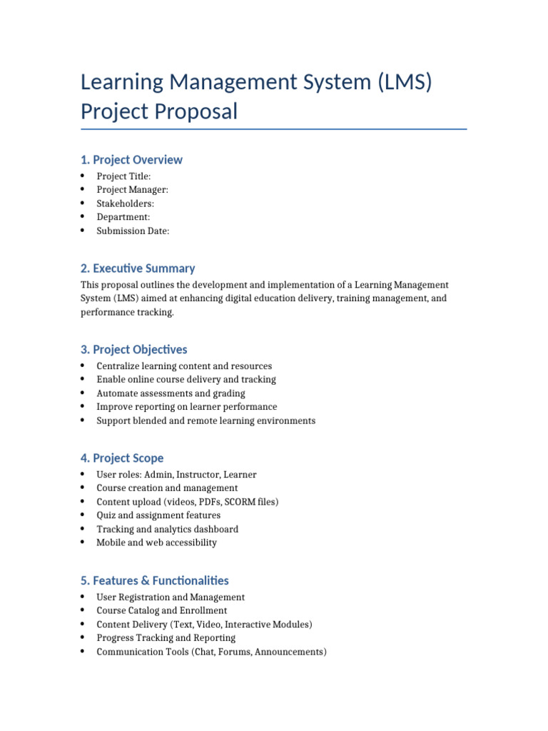 LMS Implementation Project Proposal | PDF | Information Technology ...