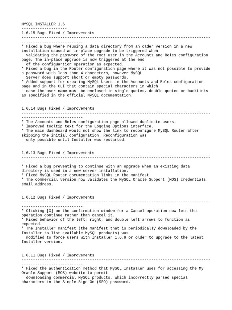 Release Notes | PDF | My Sql | Command Line Interface