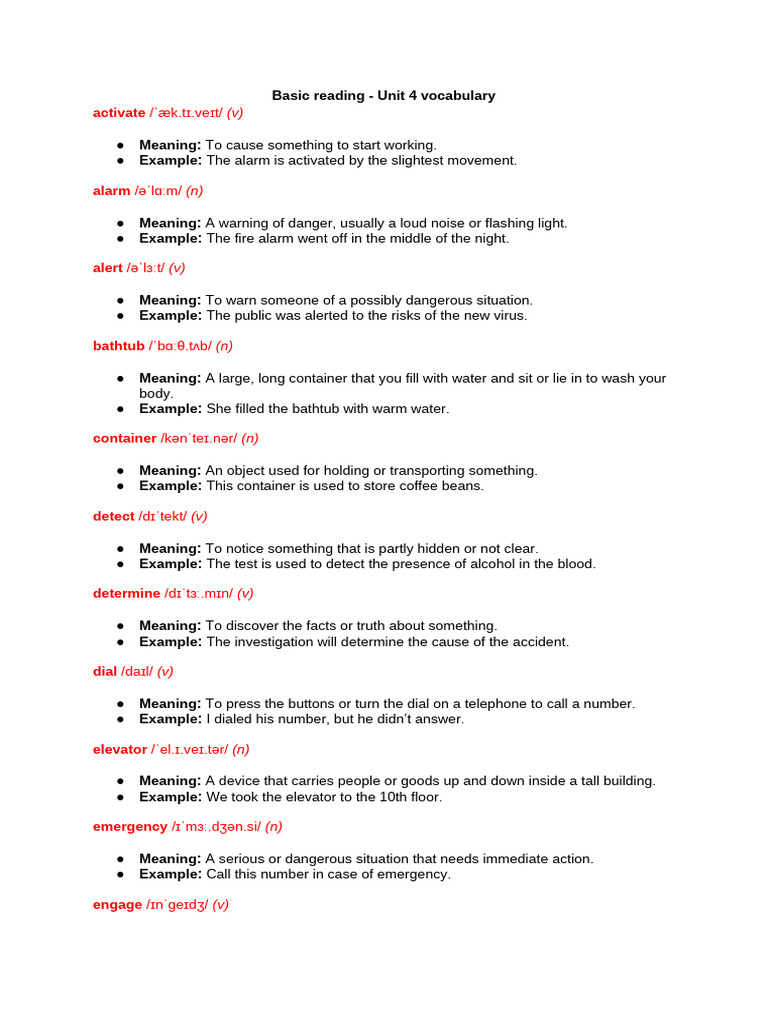 Unit 4 Vocabulary for Basic Reading | PDF | Ivory