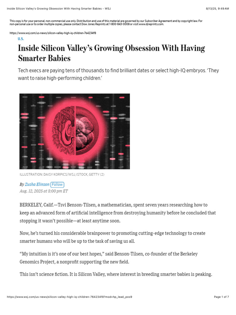 Silicon Valley's IQ Baby Obsession | PDF | Intelligence Quotient | In ...