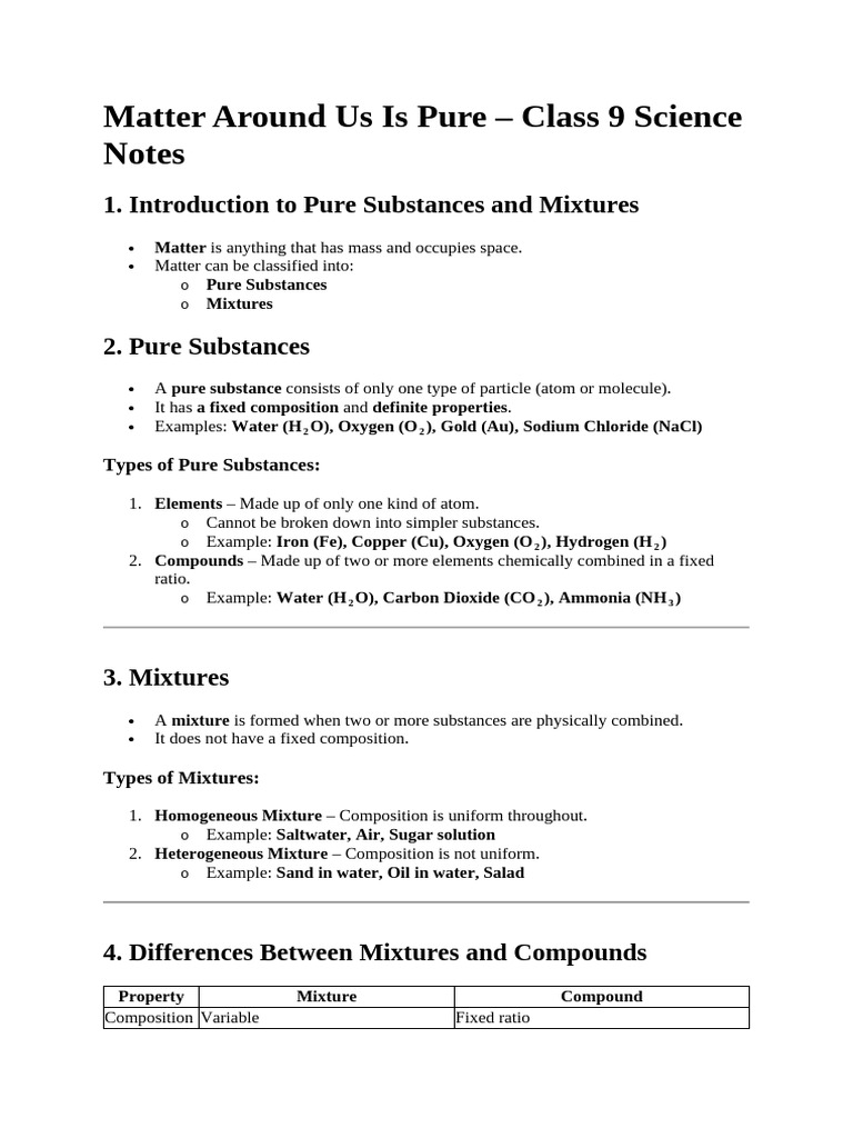 Matter Around Us Is Pure | PDF | Mixture | Chemical Substances