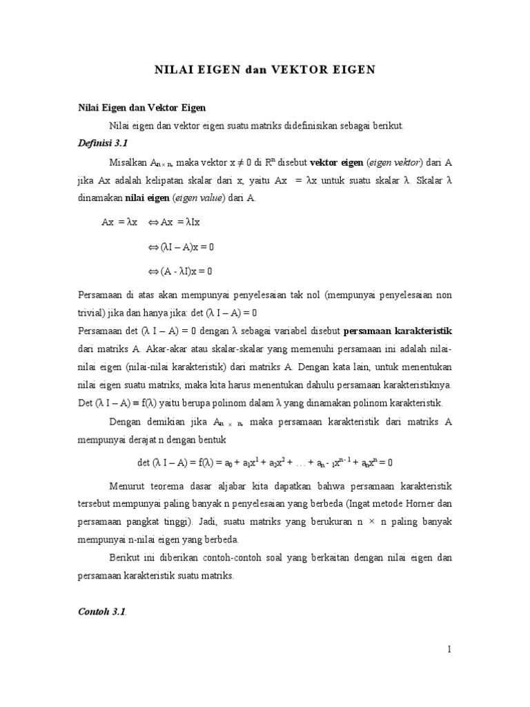 Nilai dan Vektor Eigen Matriks | PDF