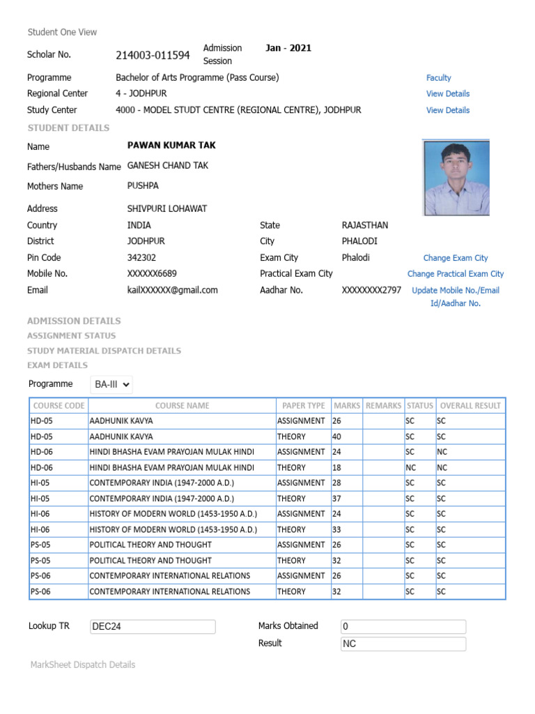 Student One View: BA Programme Details | PDF
