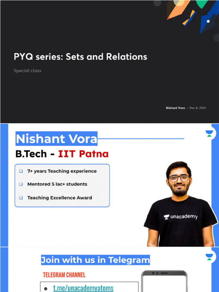 PYQ Series Sets and Relations No Anno | PDF