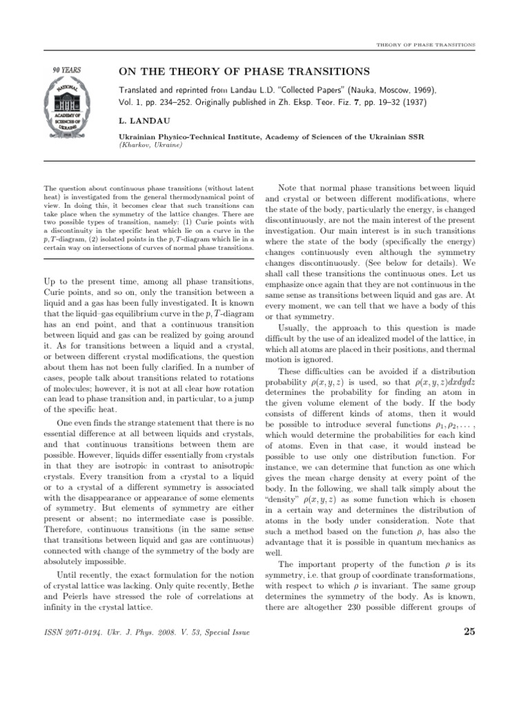Continuous Phase Transitions Explained | PDF | Crystal Structure ...