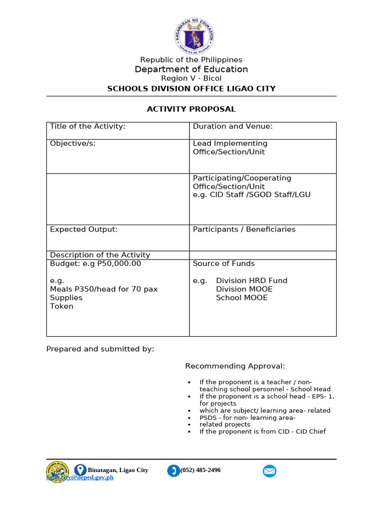 DepEd Activity Proposal Template | PDF