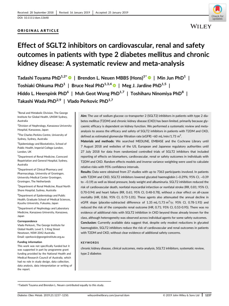 SGLT2 Inhibitors in T2DM and CKD Outcomes | PDF | Chronic Kidney ...