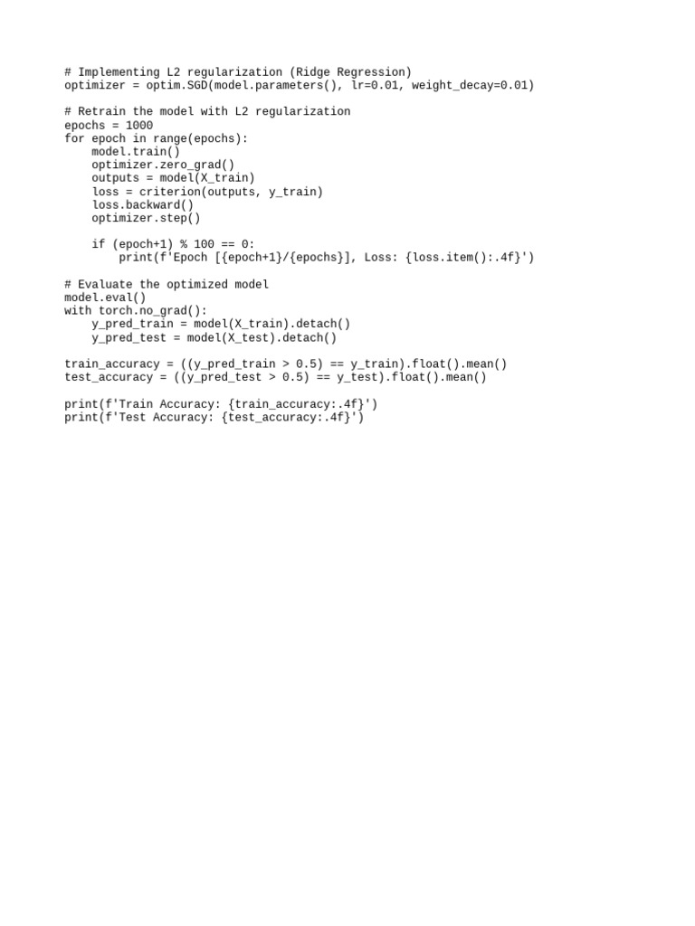 Ridge Regression with L2 Regularization | PDF