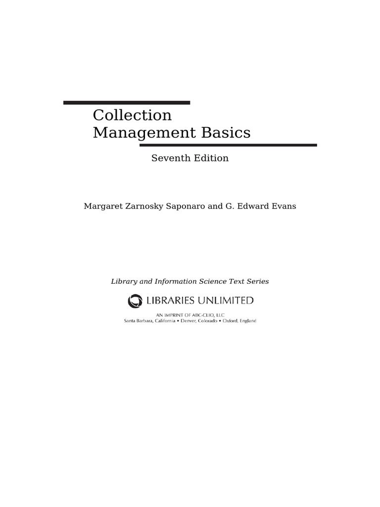 Collection Management Fundamentals | PDF | Libraries | Librarian