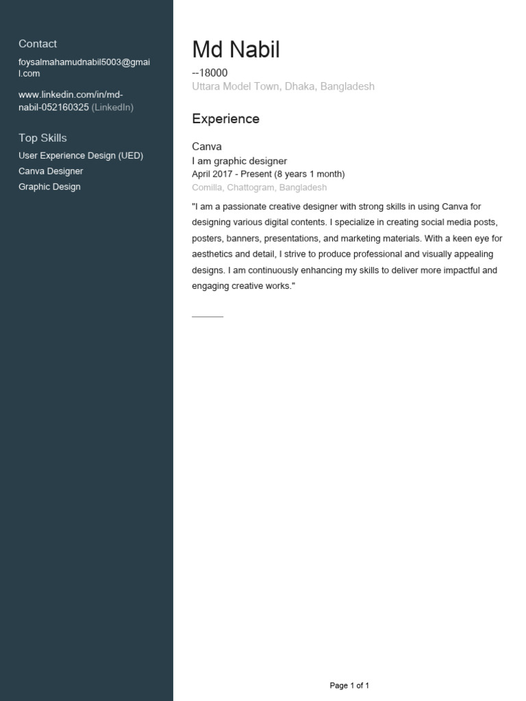 Graphic Designer Profile: Md Nabil | PDF