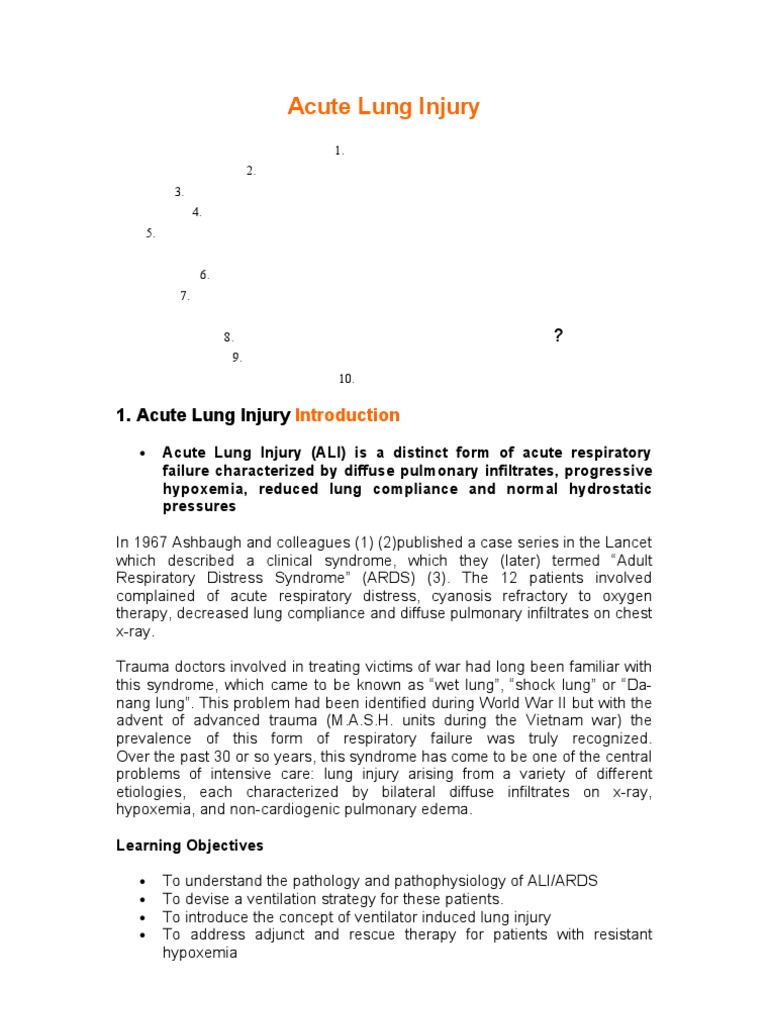 Acute Lung Injury | Download Free PDF | Breathing | Lung