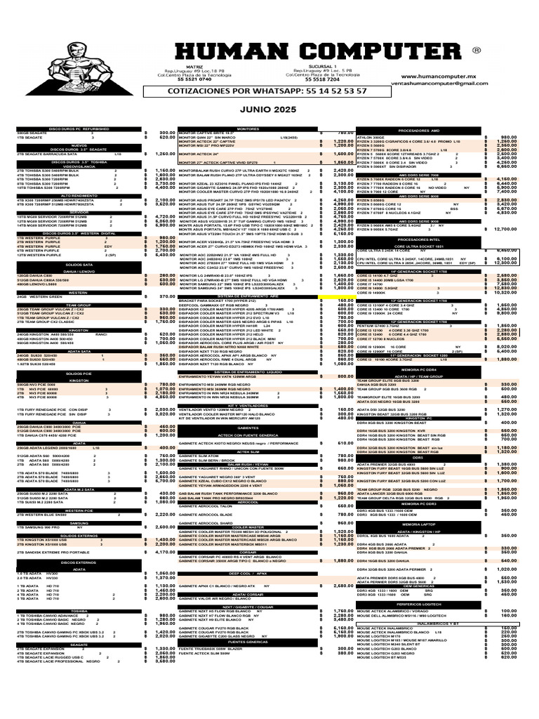 Lista Junio | PDF | Hardware de la computadora | Arquitectura de ...