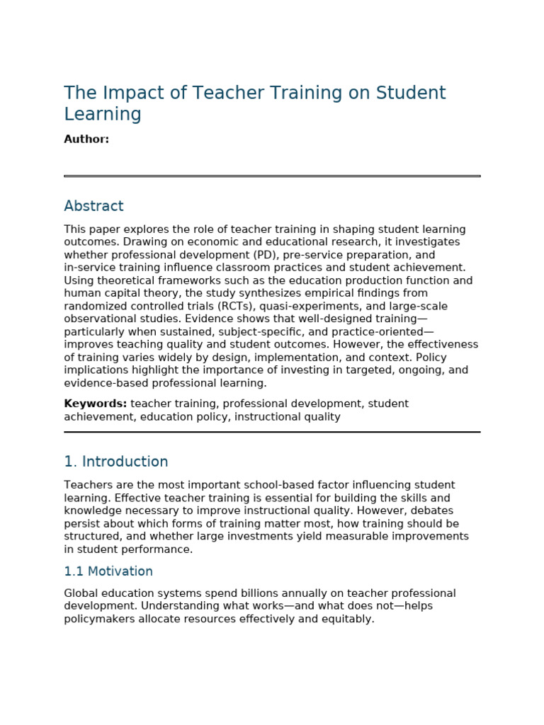 Teacher Training's Impact on Learning | PDF | Teachers | Teacher Education
