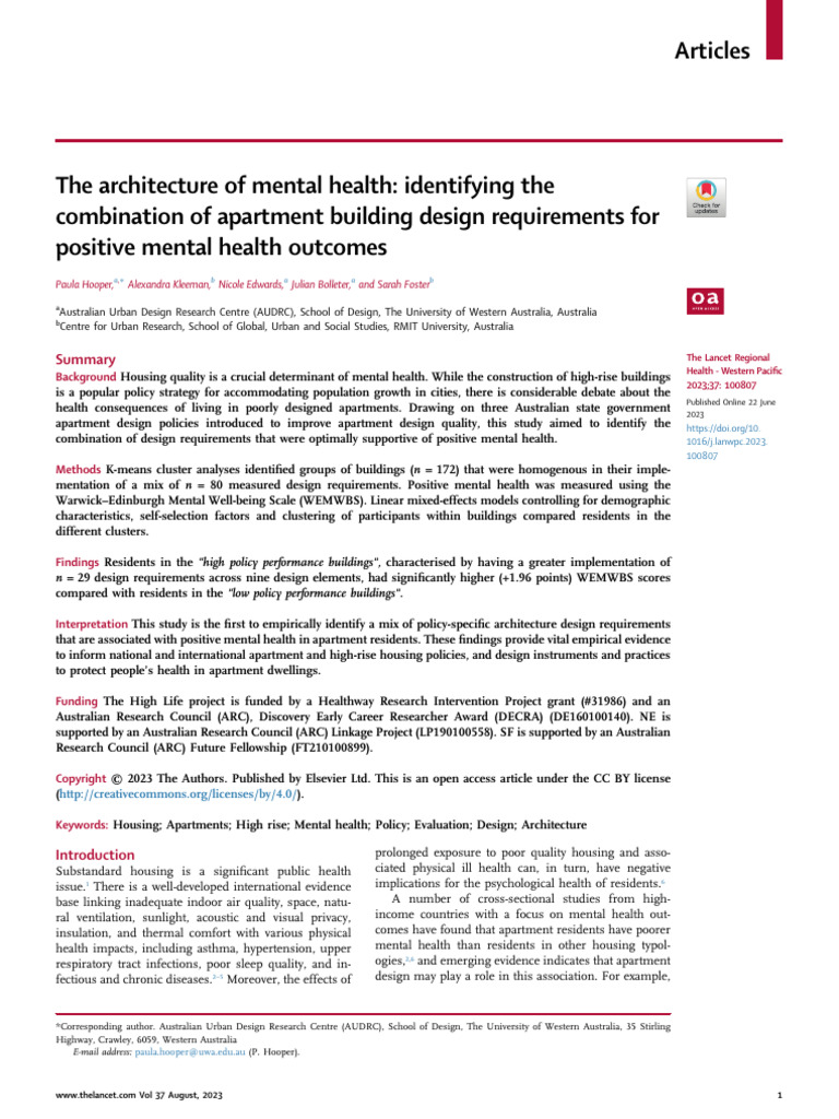 Image showcasing PDFThe architecture of mental health: identifying the combination of ...