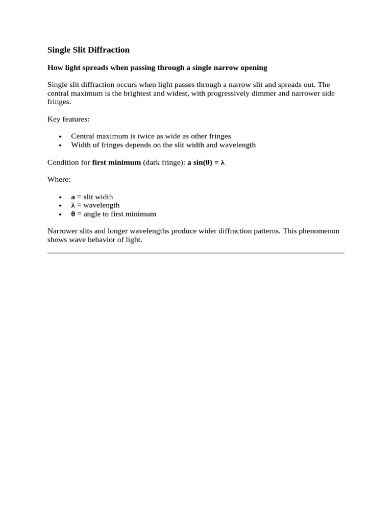 Understanding Single Slit Diffraction | PDF