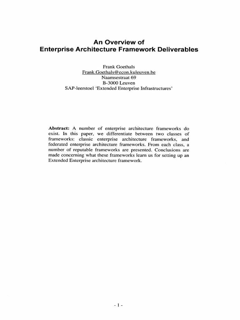Enterprise Architecture Frameworks Overview | PDF | Conceptual Model ...