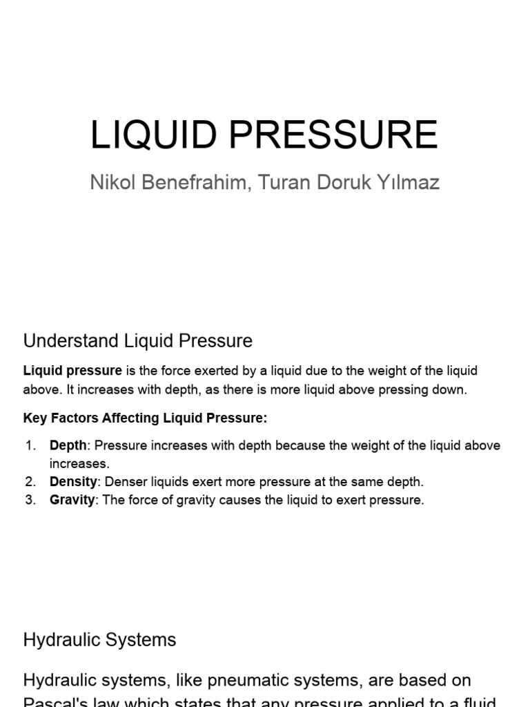 Understanding Liquid Pressure Factors | PDF