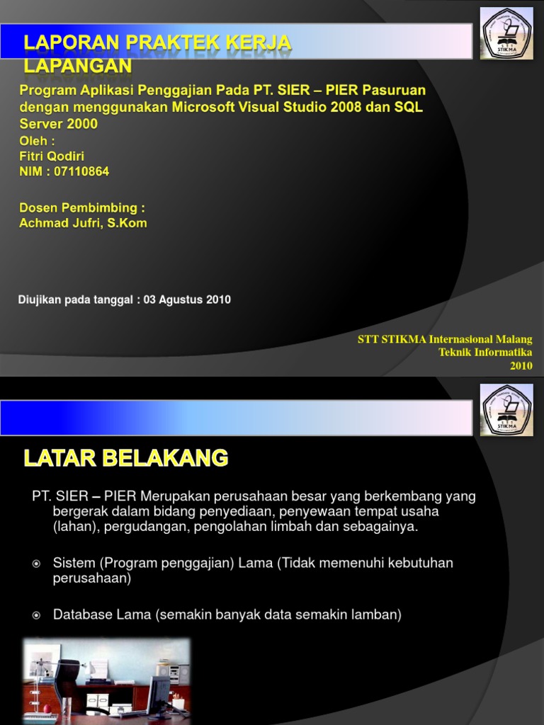 Presentasi Laporan Praktek Kerja Lapangan