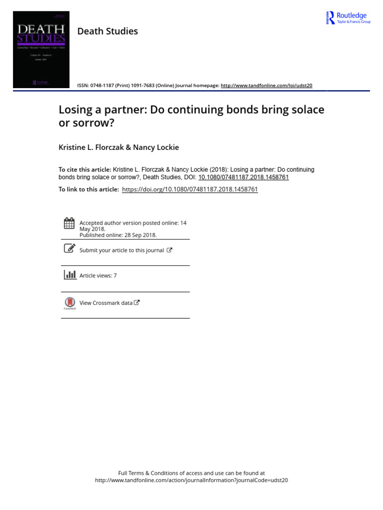 Continuing Bonds After Partner Loss | PDF | Grief | Methodology