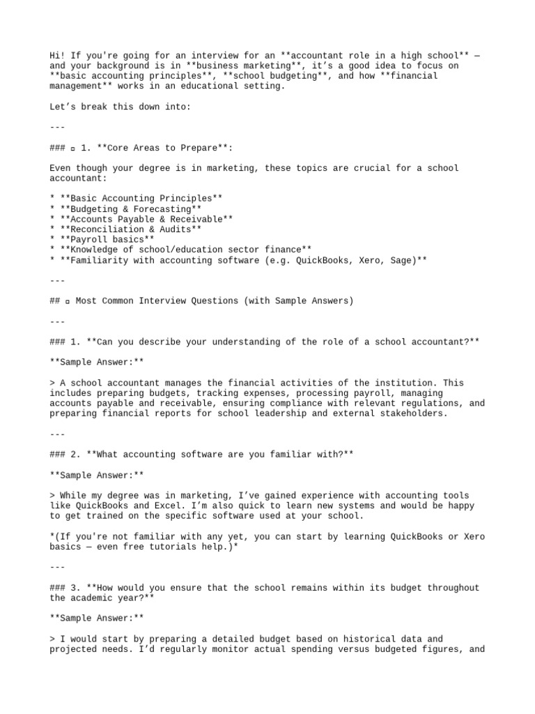 Accountant Interview Tips for Schools | PDF | Expense | Taxes