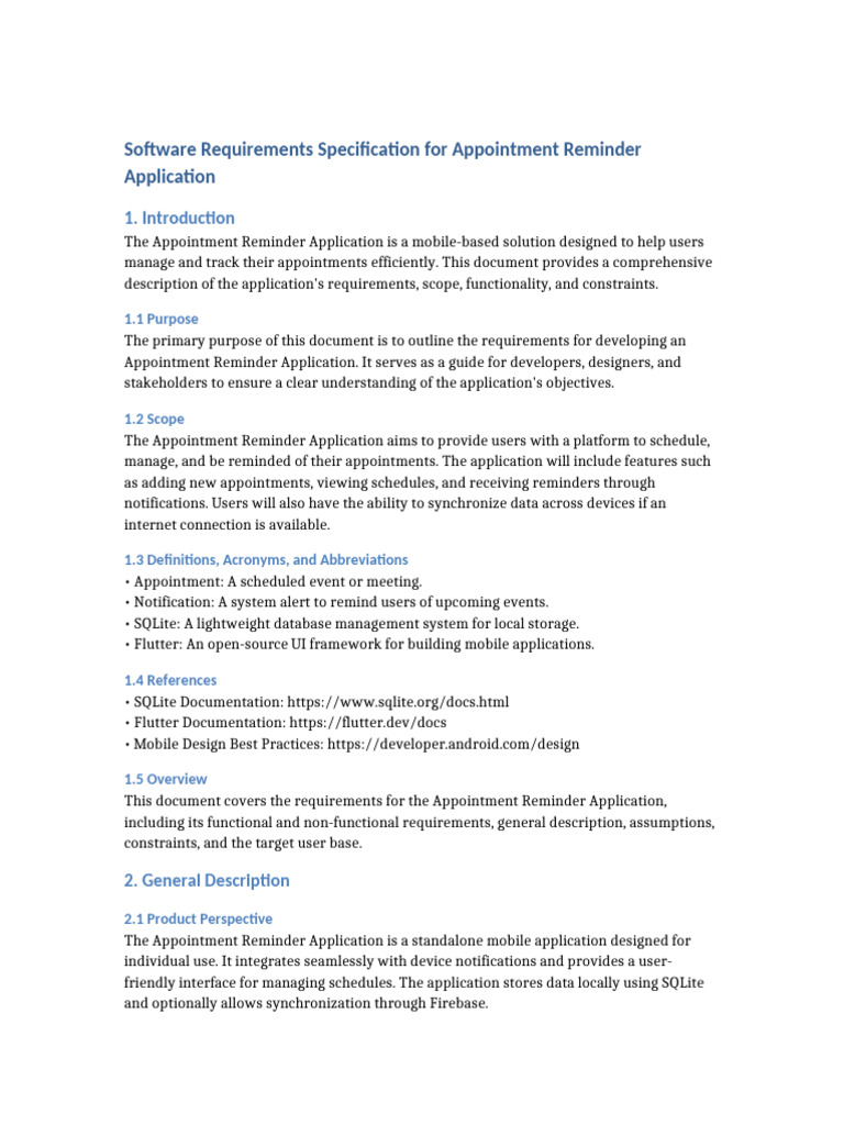 Appointment Reminder Requirements Expanded | PDF | Mobile App ...