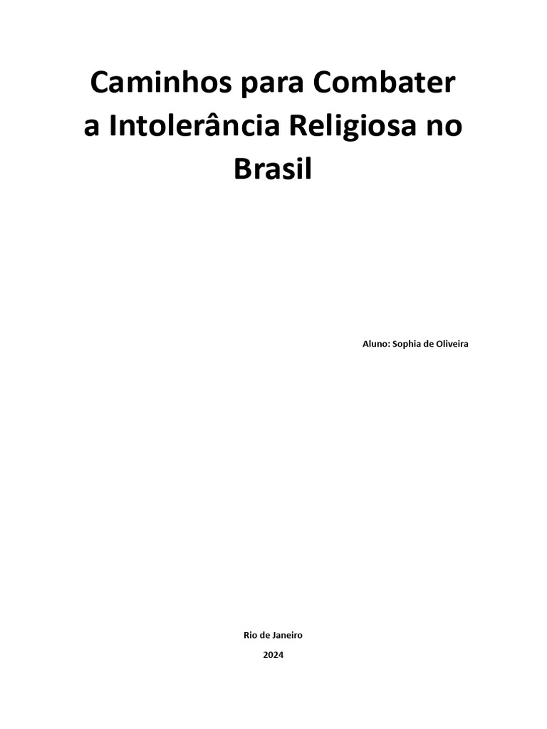 Caminhos para Combater a Intolerância Religiosa | PDF