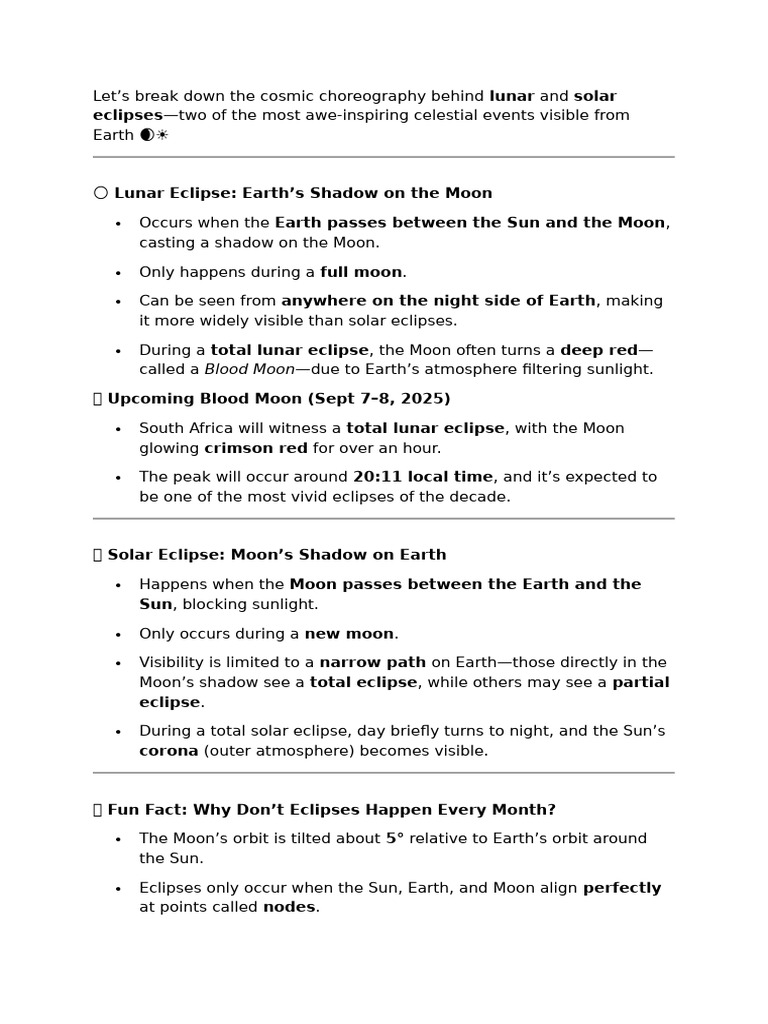 Understanding Lunar and Solar Eclipses | PDF
