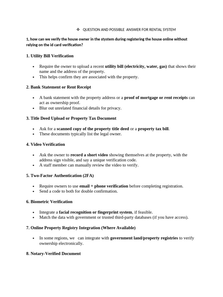 Rental System Owner Verification Methods | PDF | Identity Document ...