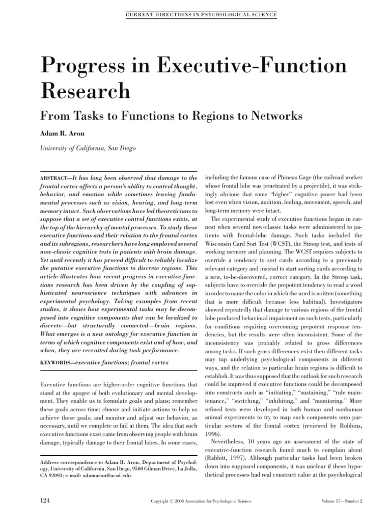 Advancements in Executive Function Research | PDF | Executive Functions ...