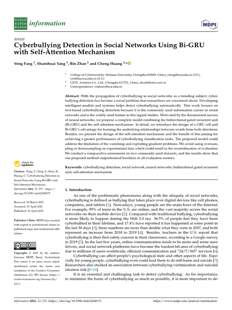 Cyberbullying Detection via Bi-GRU Model | PDF | Deep Learning ...