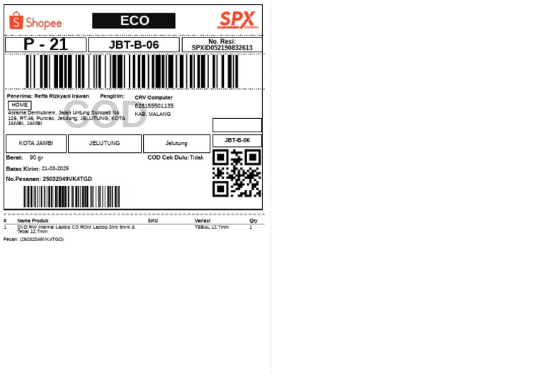 Label Pengiriman - SPX Hemat-1 - 2 | PDF