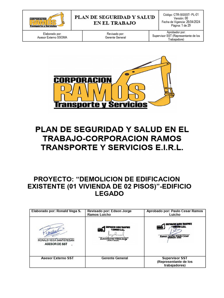 Plan de Seguridad y Salud Laboral 2024 | PDF | Seguridad y salud ...
