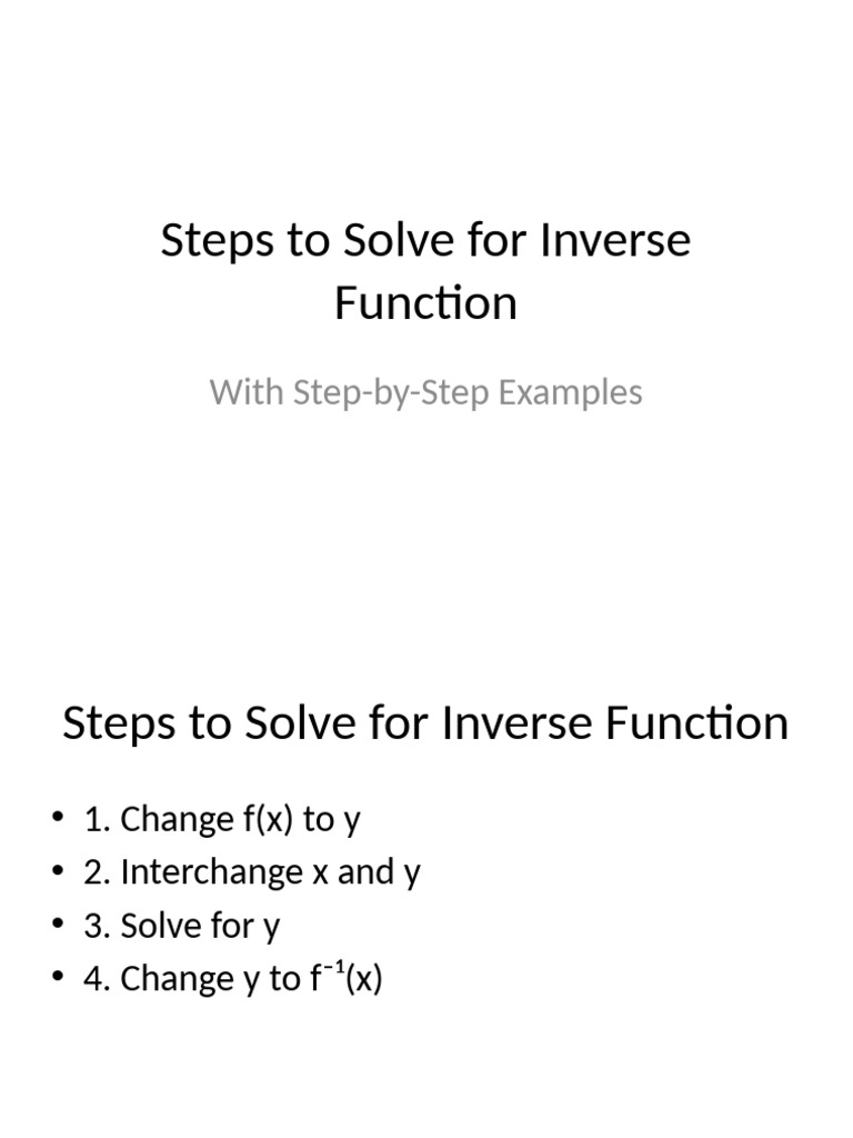 Steps to Find Inverse Functions | PDF